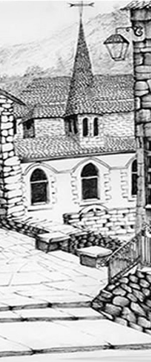 A View of Conques Church by Elizabeth Sidebotham