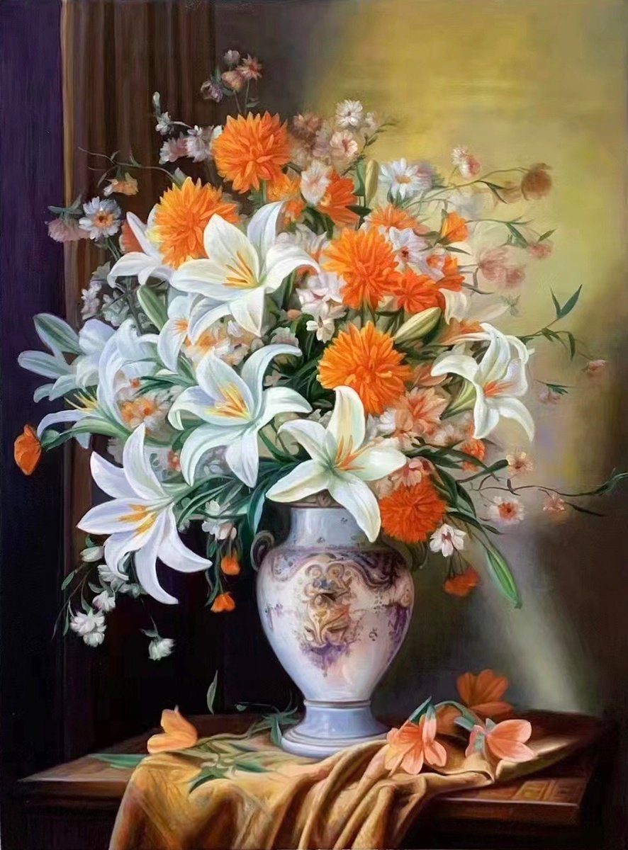 Flowers in vase c163 by Kunlong Wang