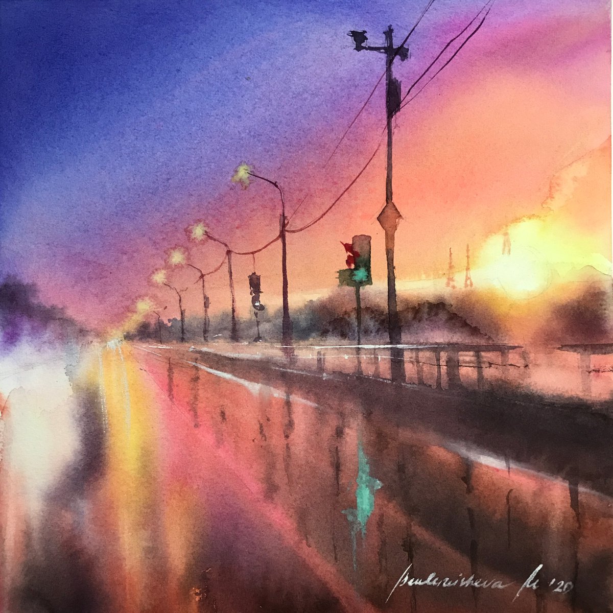 Night road by Maria Beklemisheva