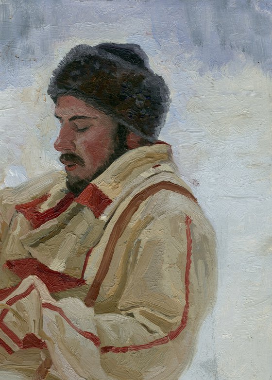 Self-portrait playing the gusli
