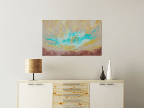 Fulfillment -  between earth and sky; large, colorful abstract; earth colors; home, office decor; gift idea