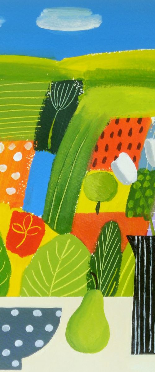 Summer Landscape with White Tulips by Jan Rippingham