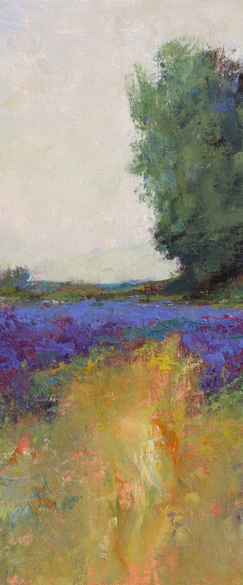 Lavender Field  220326, flower field impressionist landscape oil painting by Don Bishop