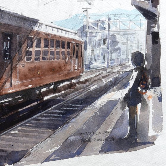 Nostalgic Brown Tram / Sketch