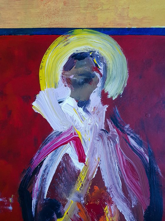 S. N-7 (XXL) - (W)106x(H)130 cm. Contemporary Abstract Expressionist Religious Icon