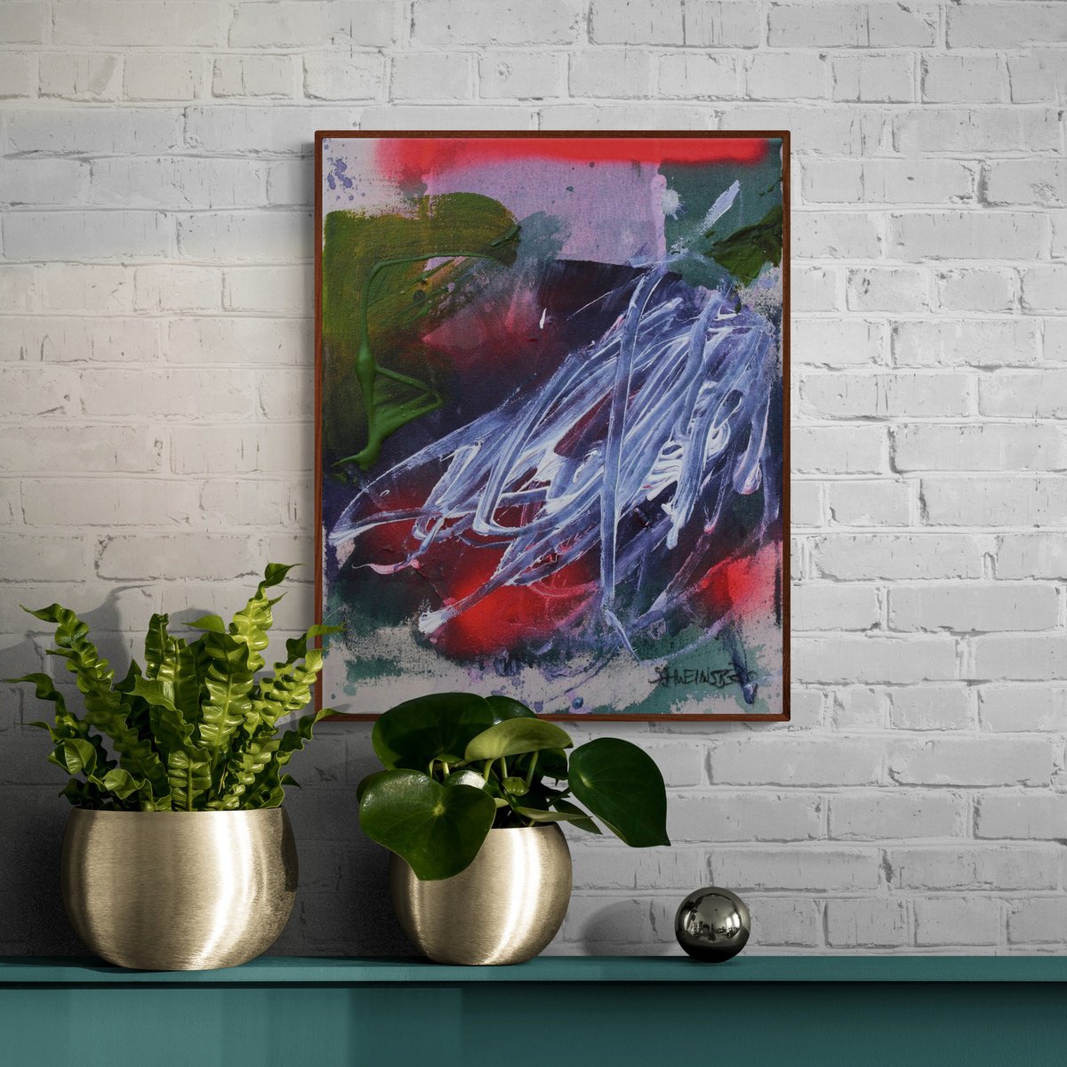 Expressive Abstract Painting By Daniela Schweinsberg, 9 X 12, Chilled Cherry Kiss, Original Artwork