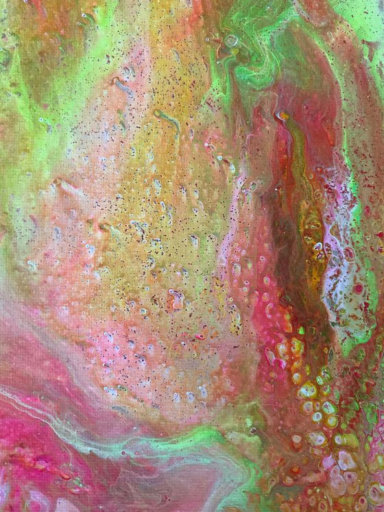 "Bubbling Up" - FREE USA SHIPPING - Original Abstract PMS Fluid Acrylic Painting - 18 x 24 inches