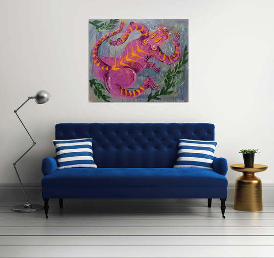 Pink Panther. Wild Tiger Cat. Canvas XXL