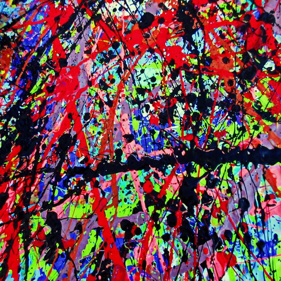 CARIBBEAN NIGHT,  Pollock inspired, framed