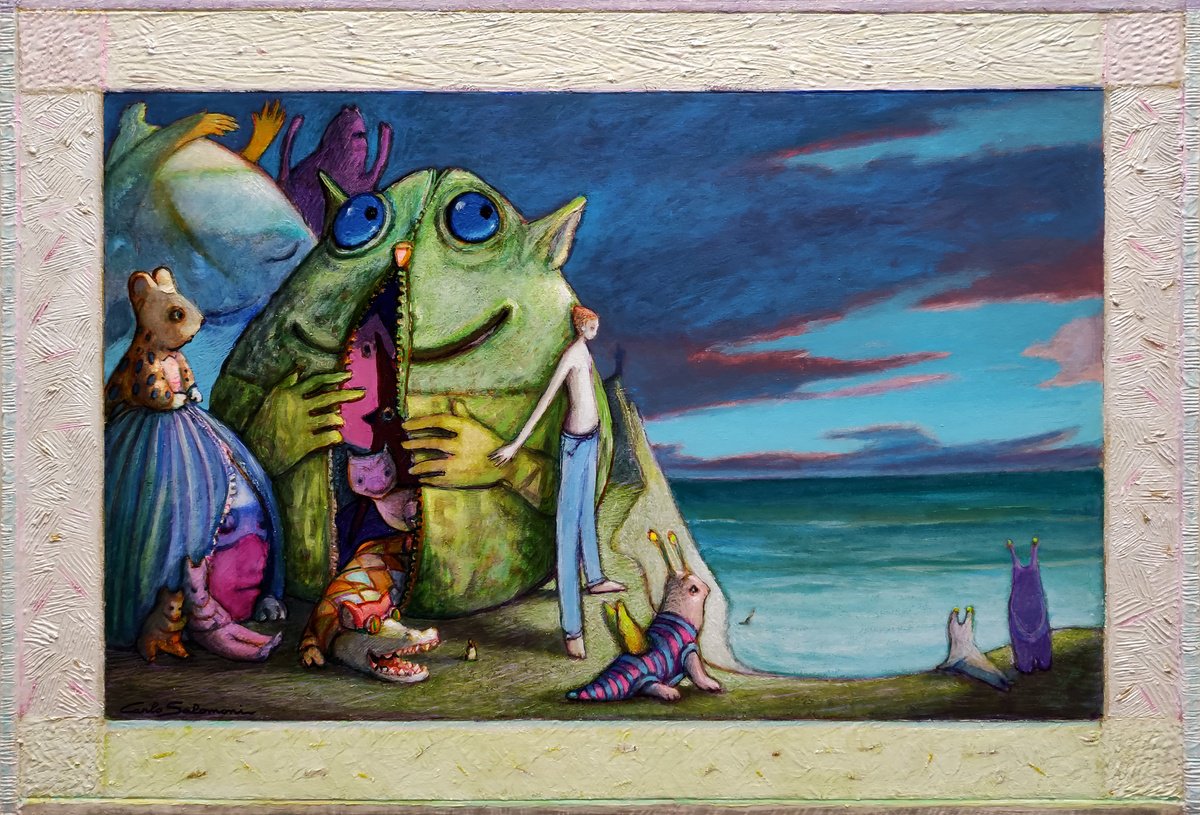 Surrealistic Landscape Painting By Carlo Salomoni, 23 X 16, Irrepressible Dreams, Original Artwork