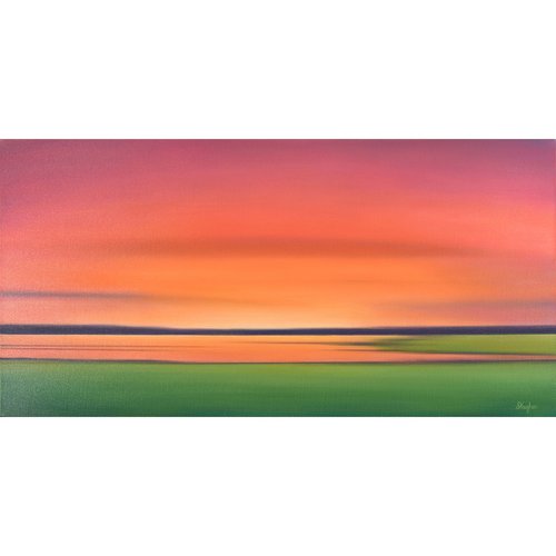 Vibrant Evening Sky - Colorful Abstract Landscape by Suzanne Vaughan