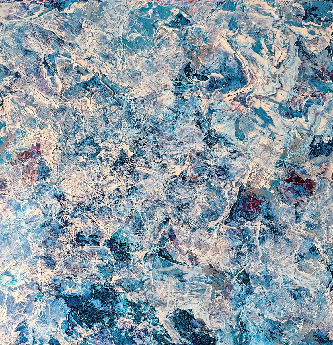 Abstract Acrylic Painting By Lisa Price, 20 X 20", Fracture, Original Artwork