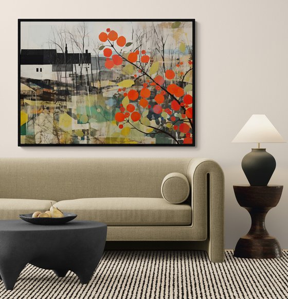 Red viburnum on a green glade #3