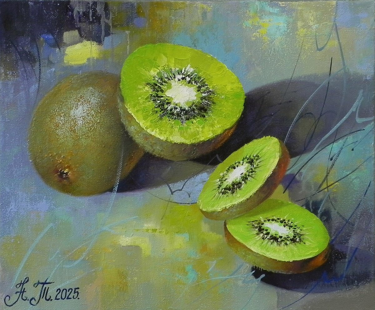 Abstract Still Life Oil Painting By Tetiana Novikova, 12 X 10", "Energy Of Nature", Original Artwork