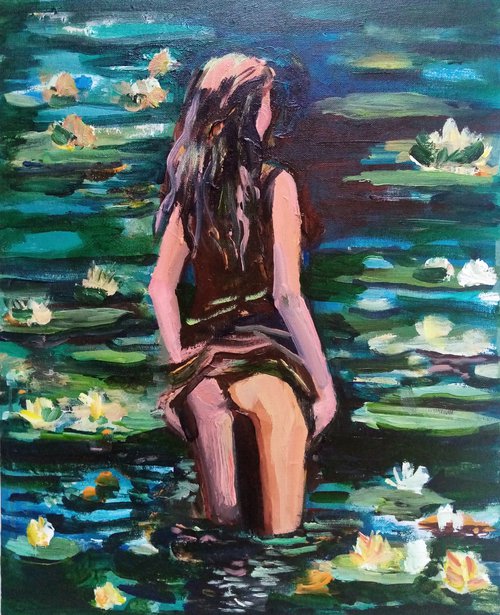 Girl in the Moon Pond by Oxana Raduga