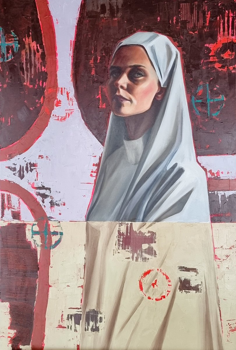 Expressive Portrait Oil Painting By Artmoods Tp, 24 X 36, The Indoctrinated, Original Artwork