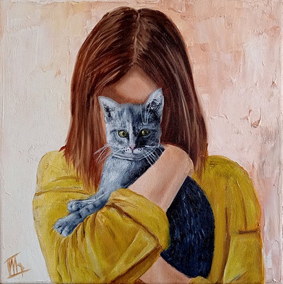 My lovely friend. Girl and Cat