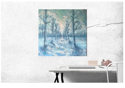 The Snow Trees  -Landscape painting by Colette Baumback