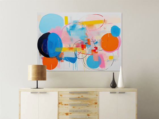 Emotional abstract with Cerulean and Pumpkin orange circles 0612231