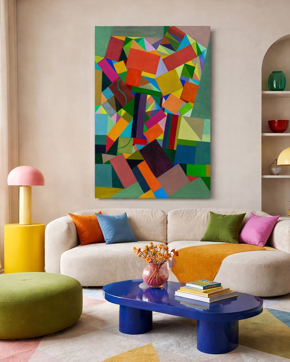 Geometric Oil Painting , Awakening In Silence By Ivan Stoyanov, 39 X 59, Artwork For Sale On Artfinder