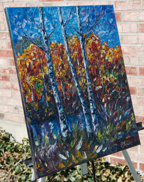 Aspen Country oil Painting with Palette Knife