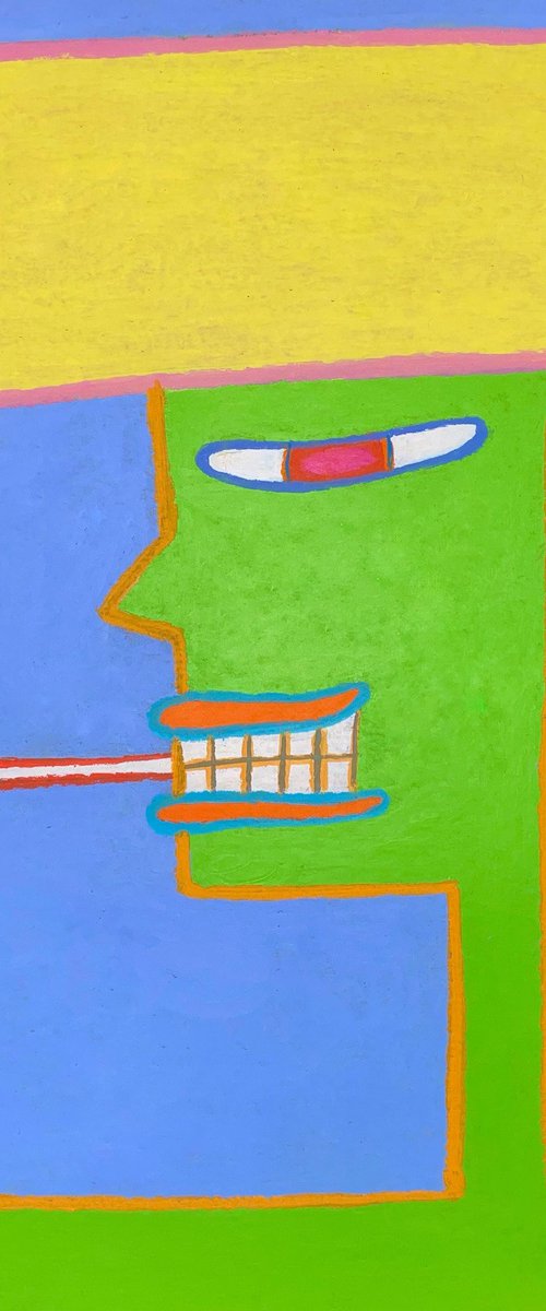 Naive Pop Art man with red eye by Ann Zhuleva
