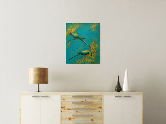 Bird Parakeet-original oil on canvas