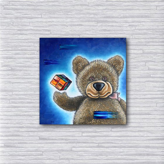 "The Little Bear Discovers The Secret" - New Preston M. Smith (PMS) Oil Painting