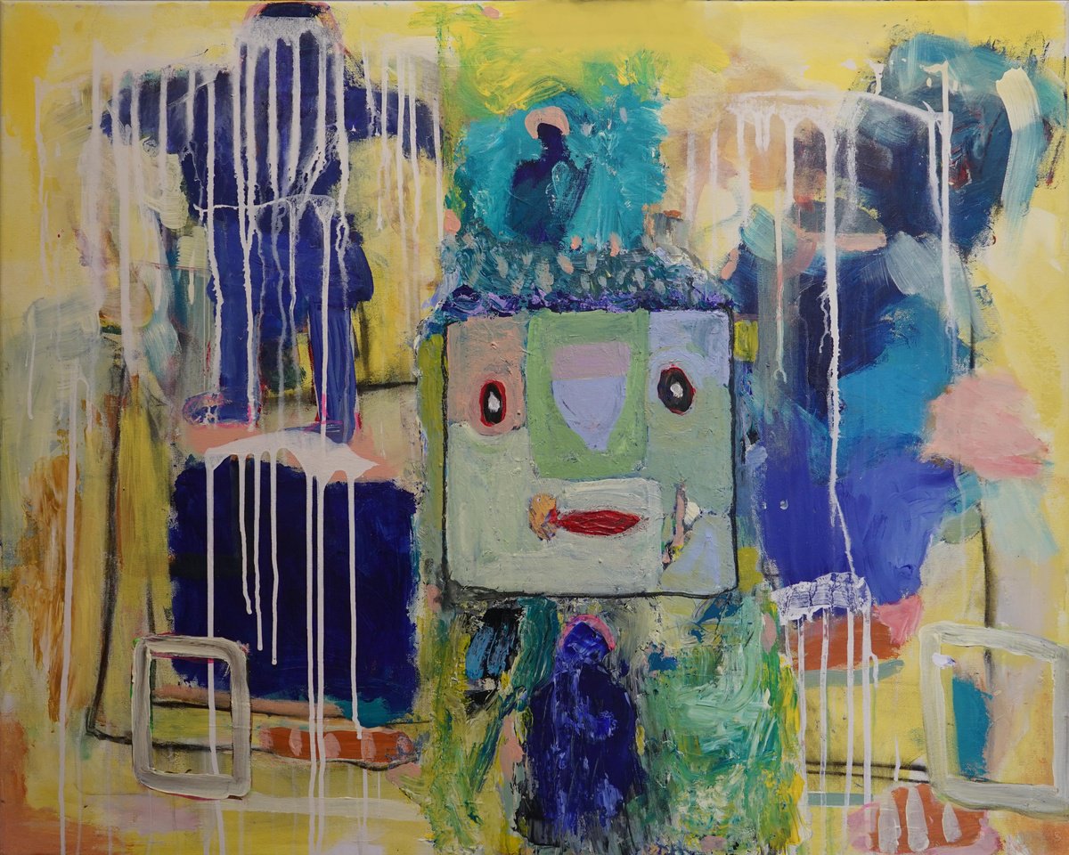 Organic Abstract Acrylic Painting By Geert Lemmers Fpa, 41 X 33, Our Free Thoughts 6, Original Artwork