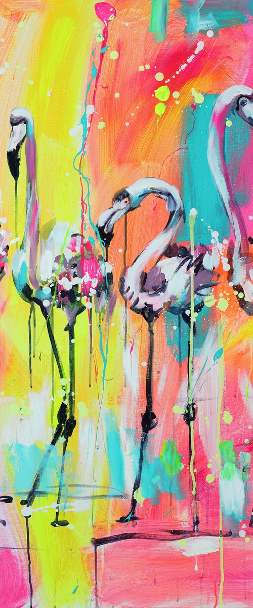 Flamingo family by Marta Zawadzka