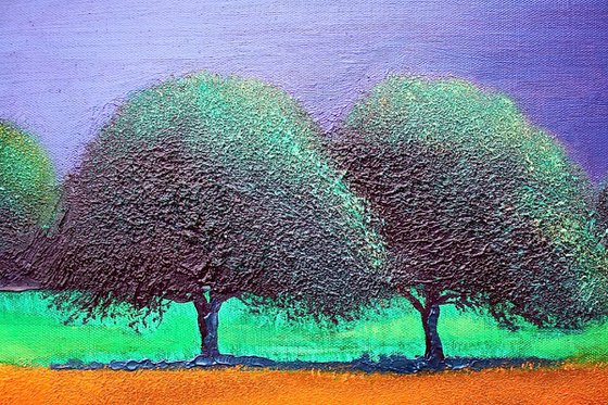 2 Trees Twilight 2 (Large Painting).