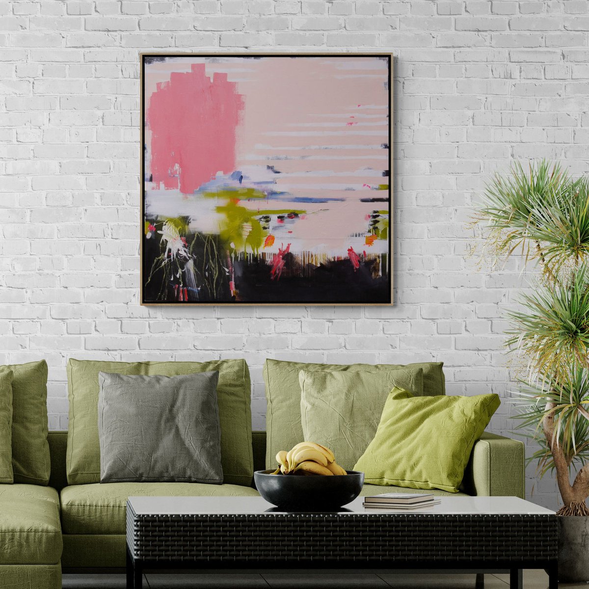 Expressive Abstract Painting By Daniela Schweinsberg, 39 X 39, Urban Views: Gardening, Original Artwork
