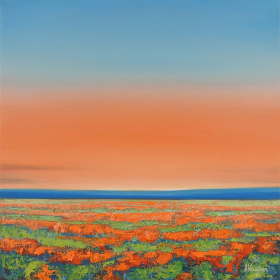 Sunset Flower Field - Vibrant Colorful Landscape