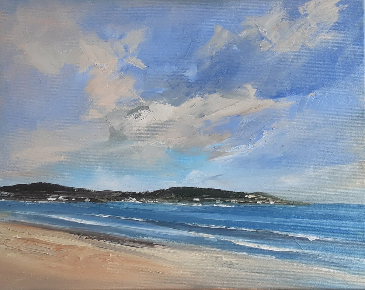 Impressionistic Landscape Oil Painting By Steve Keenan, 21 X 17", Porth Dinllaen, Original Artwork
