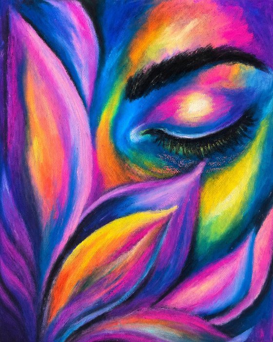 Astral Bloom — Oil Pastel Female eye