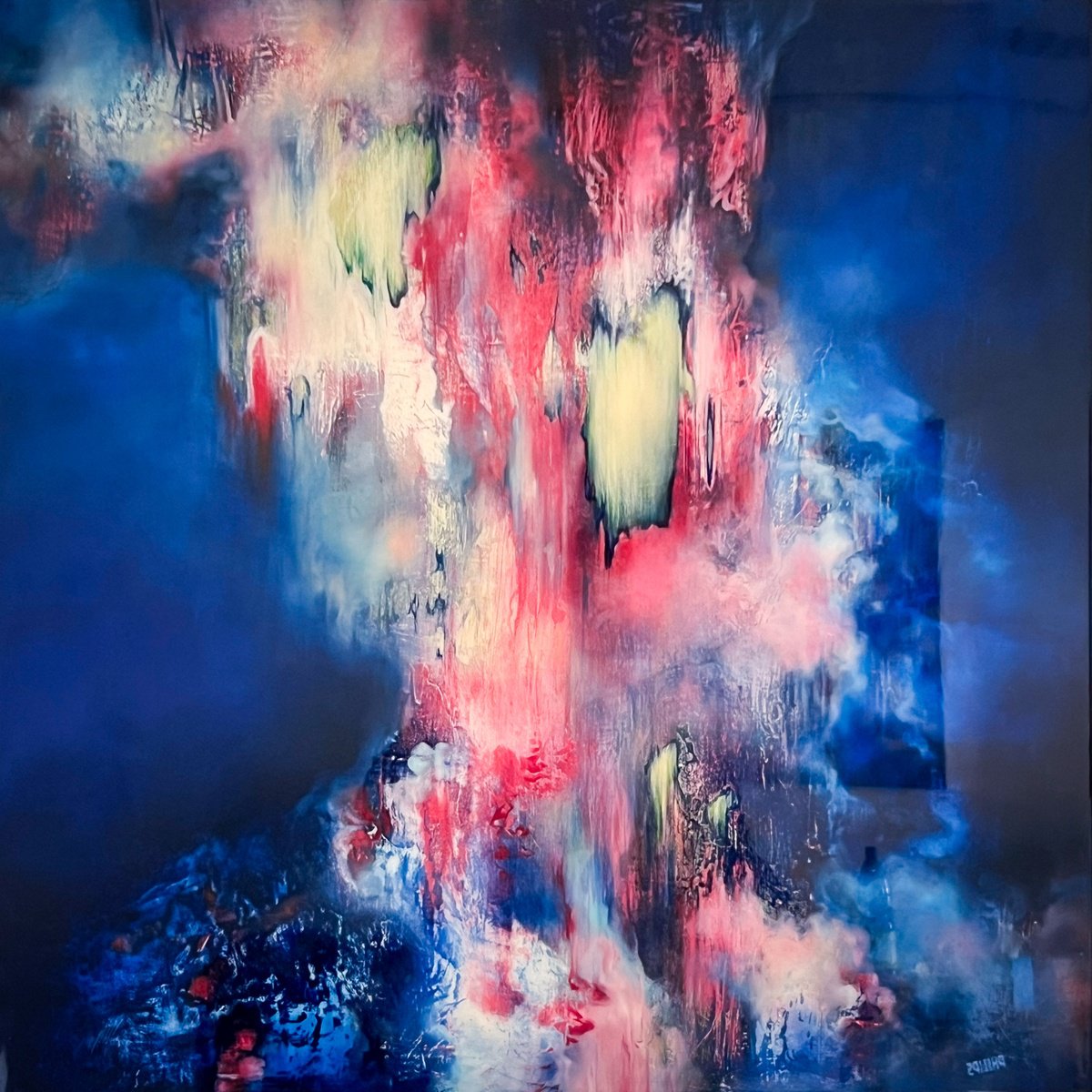 Abstract Landscape Painting By Marjan Fahimi, 40 X 40", Stonecold, Original Artwork