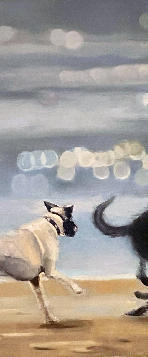 Commission "Dogs on the Beach" by Dennis Crayon