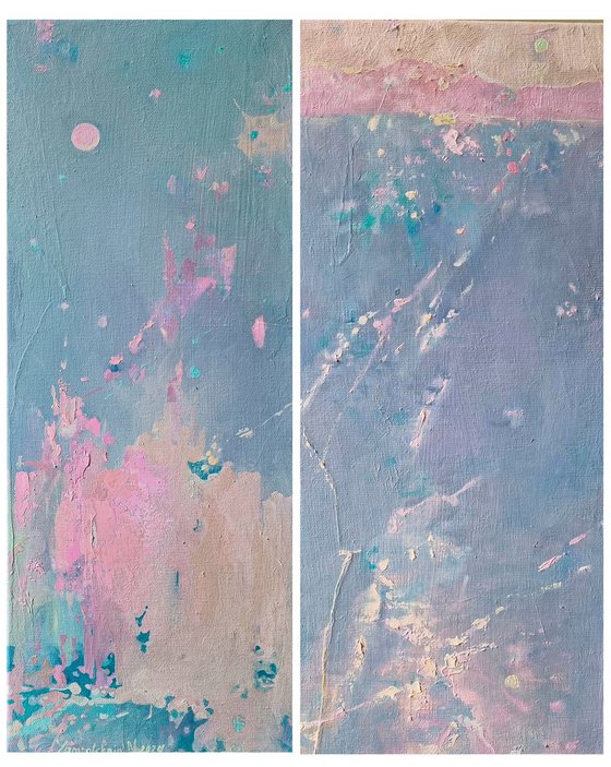 Pink Moon Reflections. diptych
