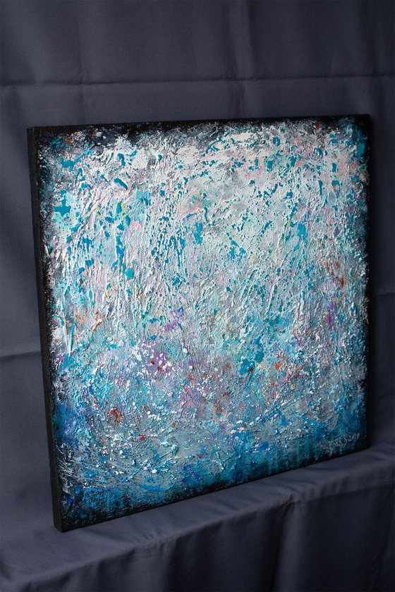 TURQUOISE DREAM (Heavy texture Palette knife Original Abstract Painting)