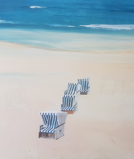 Beach chairs on a lonely beach: Sylt