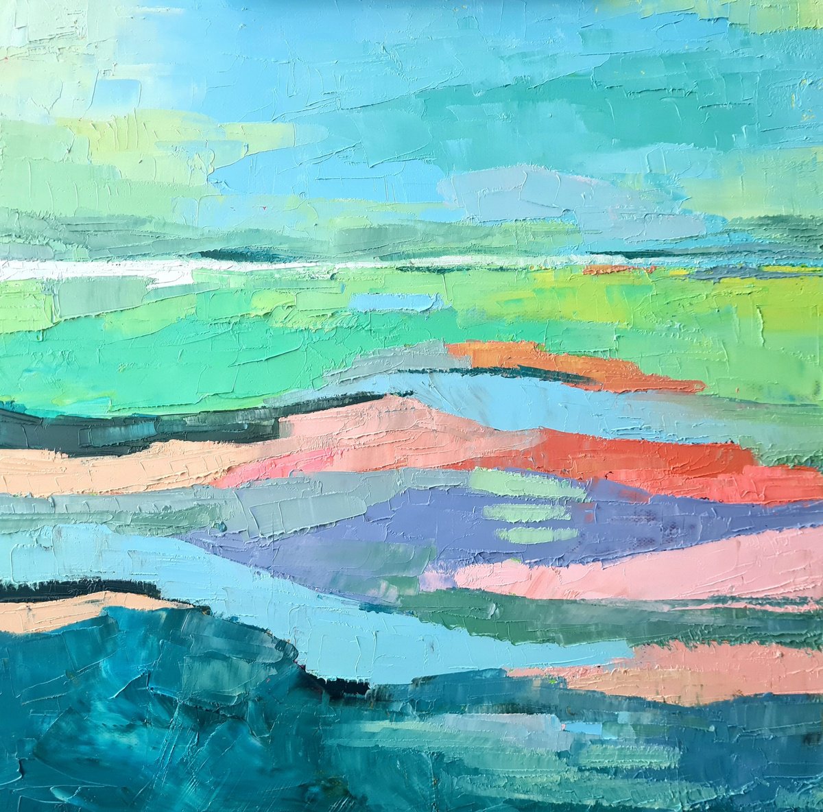 Impressionistic Painting , I Play With Infinity By Simon Tunde, 20 X 20, Artwork For Sale On Artfinder