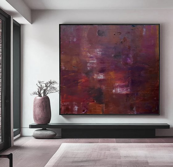 XXL large red oil painting