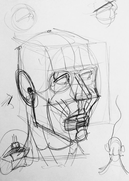Abstract portrait 2020-2021. Original pencil drawing by Yury Klyan