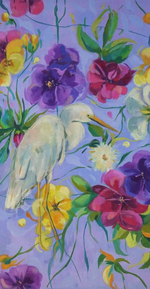 Herons Among Flowers by Amaya Fernández Fariza