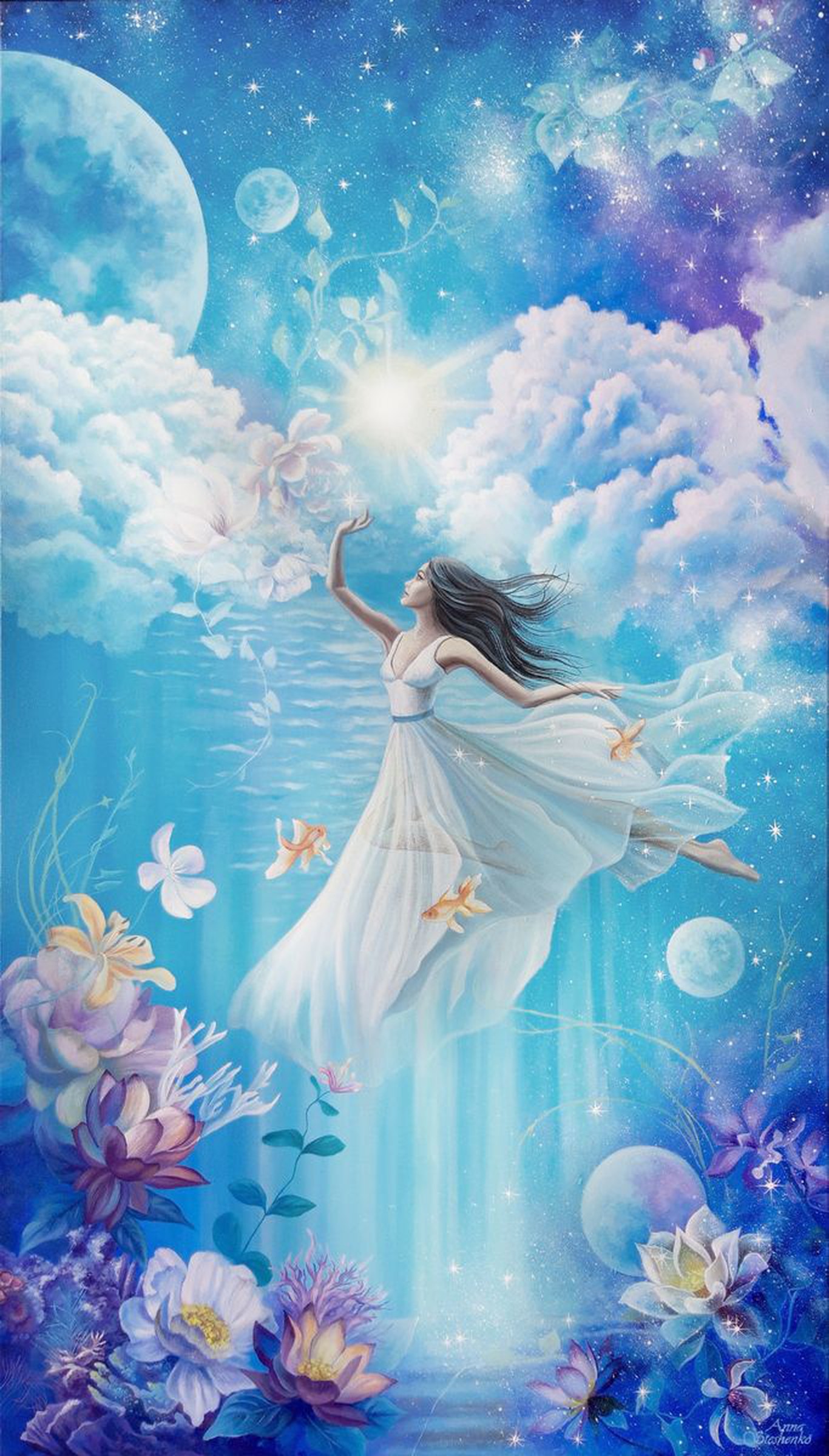 The Cycle Of Life Woman Underwater Painting Artfinder