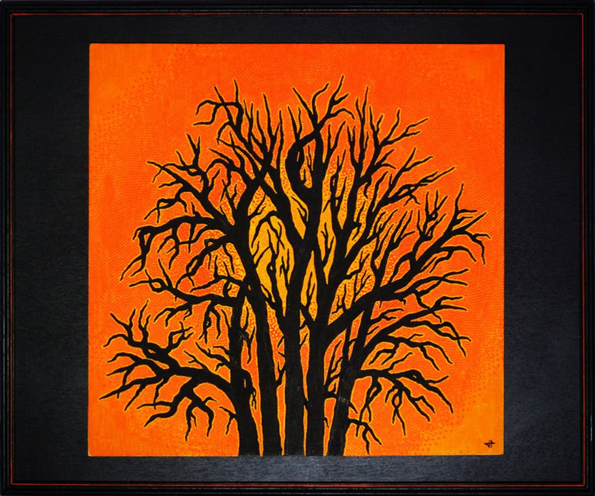 Abstract Botanical Painting By Jonathan Pradillon, 23 X 19, Sunset, Original Artwork