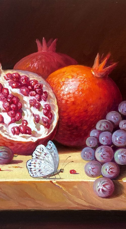 Pomegranates and grapes by Olexandr Romanenko