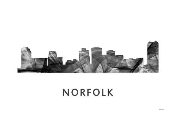 Norfolk Virginia Skyline WB BW