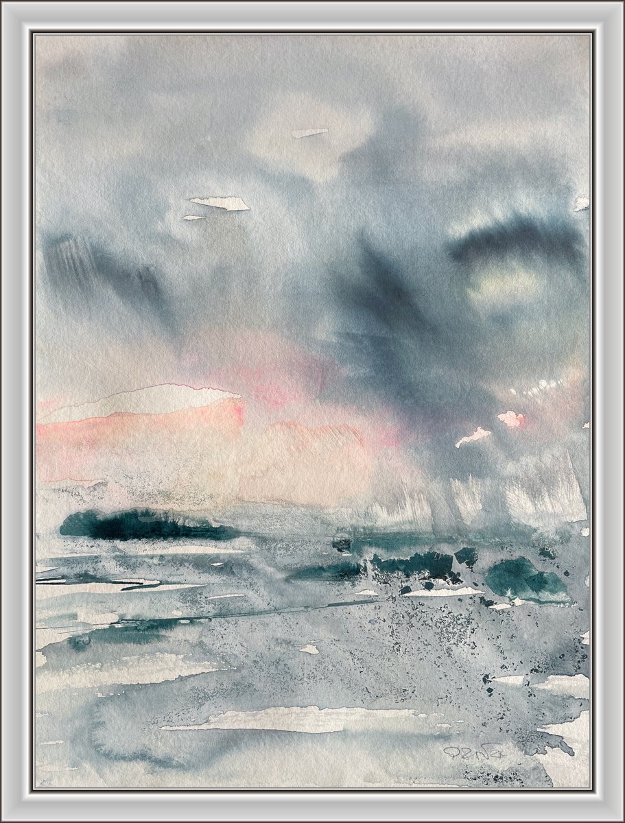 Abstract Portrait Watercolour By Gesa Reuter, 12 X 16, Such A Rainy Day, Original Artwork