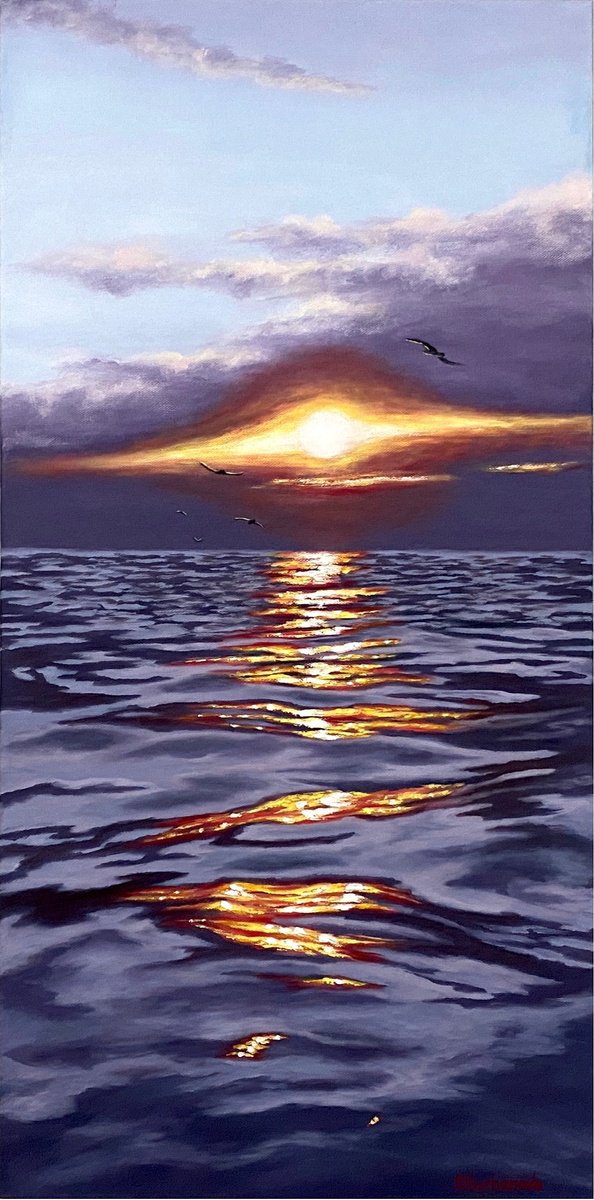 Photorealistic Oil Painting , Golden Glimmer By Olga Kurbanova, 15 X 30, Artwork For Sale On Artfinder
